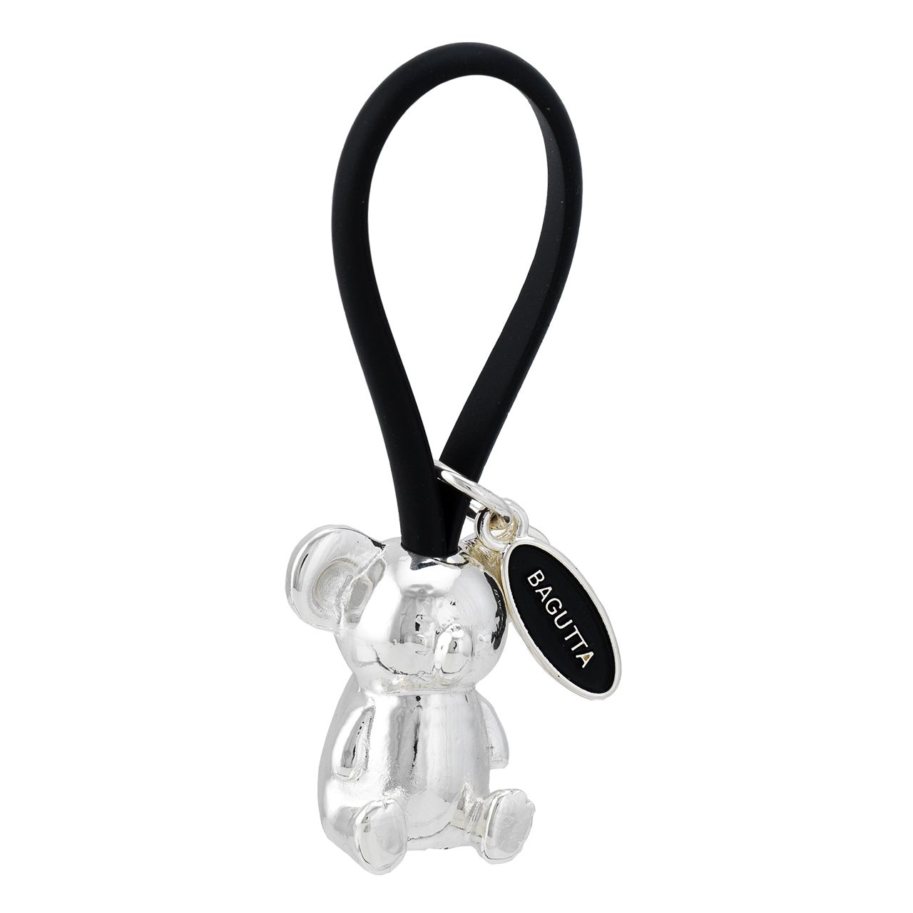 PORTACHIAVI KOALA ARGENTATO GANCIO IN SILICONE NERO